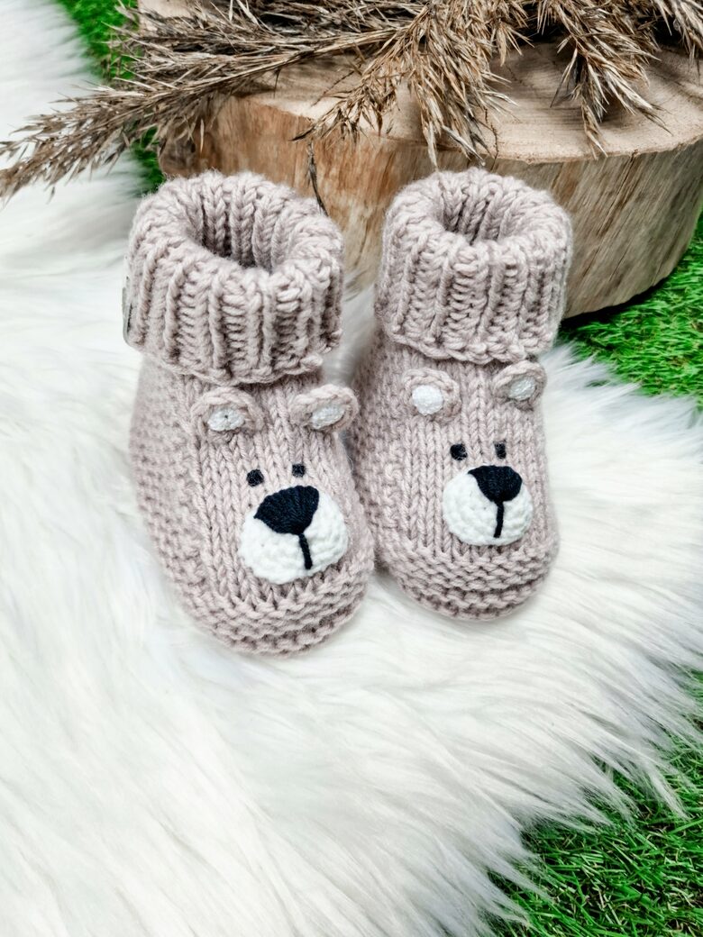 Adīti zābaciņi "Lācis"- Bēši