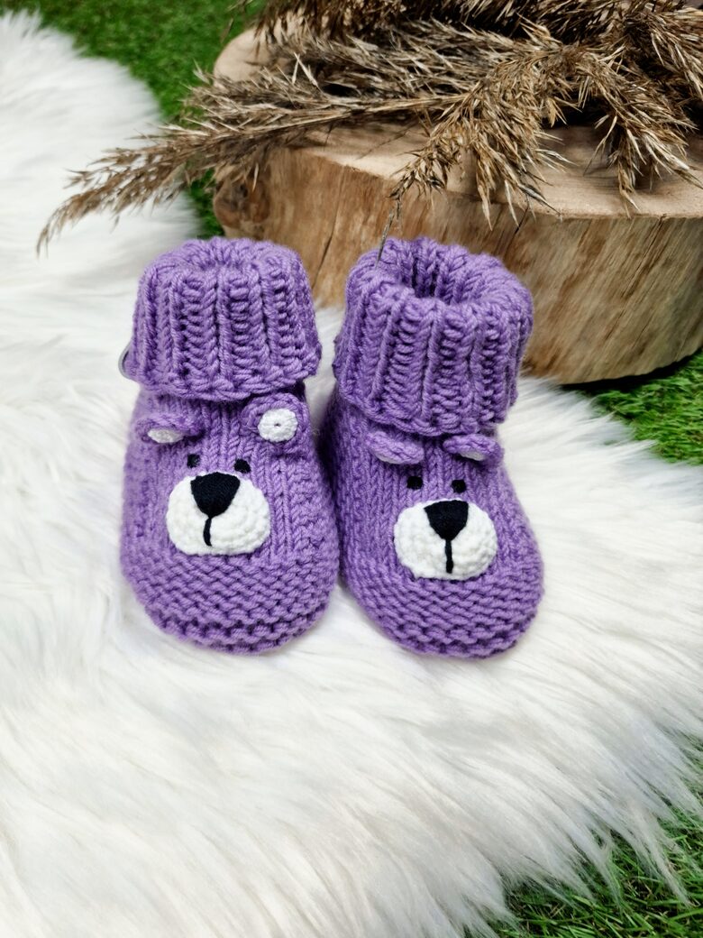 Adīti zābaciņi "Lācis"- Lavandas