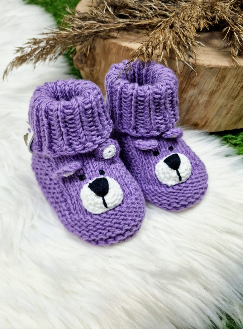 Adīti zābaciņi "Lācis"- Lavandas, 0-3mēn.