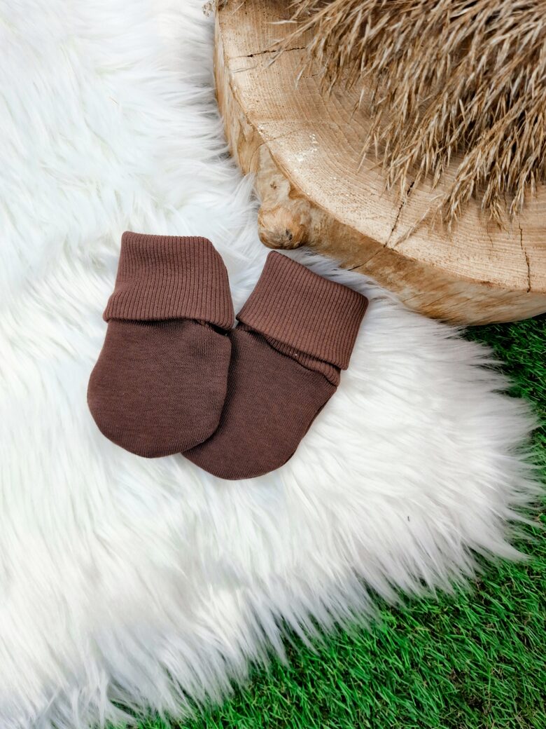 Siltināti cimdi- Šokolādes brūni, 0-3 mēn.