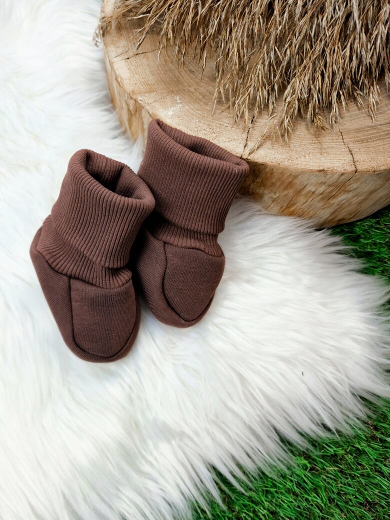 Siltināti zābaciņi-  Šokolādes brūni, 0-3 mēn.