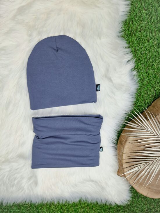 Komplekts Cepure+šalle - Zilpelēks, 50-52