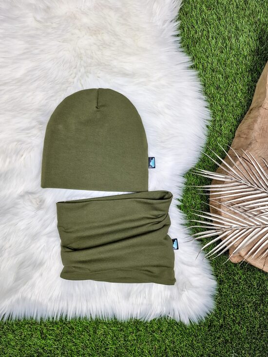 Komplekts Cepure+šalle - Haki, 48-50
