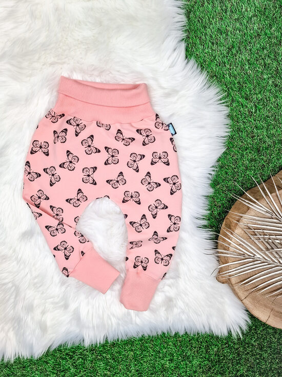 Mazuļiem bikses "Taureņi"- Gaiši rozā, 74/80