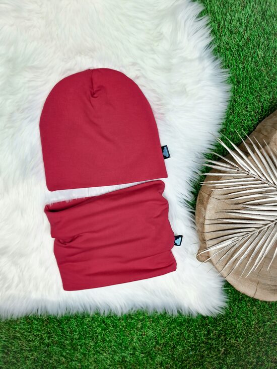 Komplekts Cepure+šalle- Aveņu sarkans, 46-48