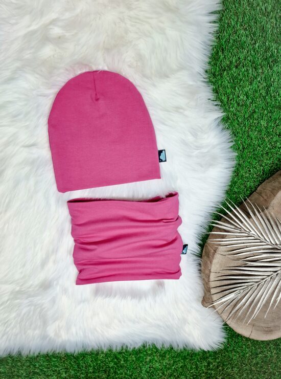 Komplekts cepure+šalle- Gaiša fuksija, 54-56