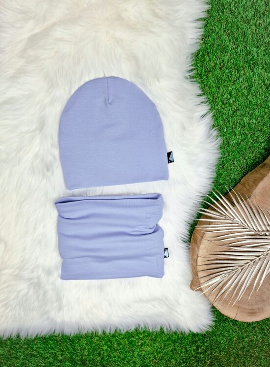 Komplekts Cepure+šalle - Gaiši zilpelēks, 48-50