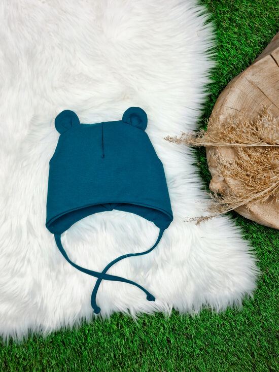 Sasienama cepure "Lācis"- Zila petrol, 46-48