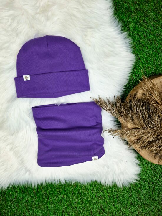Komplekts cepure+ šalle  - Violets (rievota trikotāža)