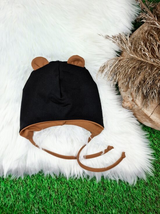 Sasienama cepure "Lācis"- Melna/brūna, 42-44