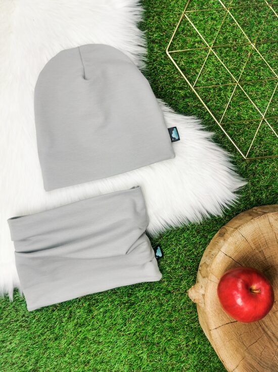 Komplekts Cepure+šalle- Gaiši pelēks, 46-48