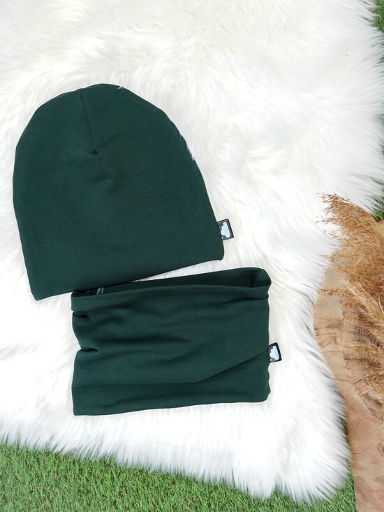 Komplekts Cepure+šalle - Tumši zaļš, 48-50