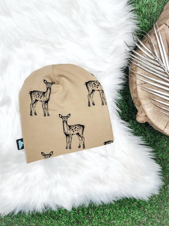 Cepure "Stirniņas"- bēša (plāna kokvilnas trikotāža), 48-50