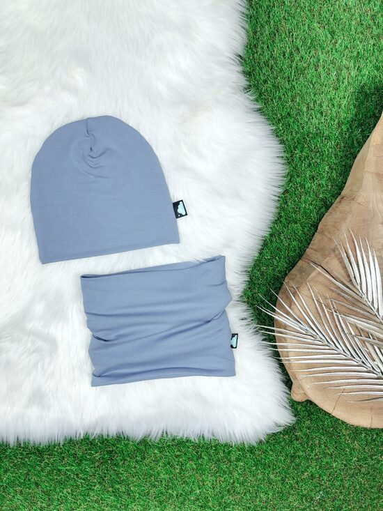 Komplekts cepure+šalle- Gaiši zilpelēks, 52-54