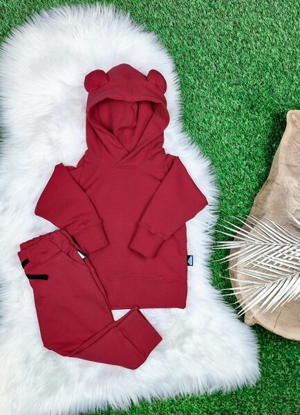 Komplekts džemperis "Lācis" + bikses - Aveņu sarkans