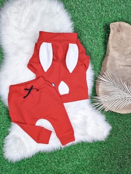 Komplekts džemperis "Zaķis" + bikses - Koši sarkans