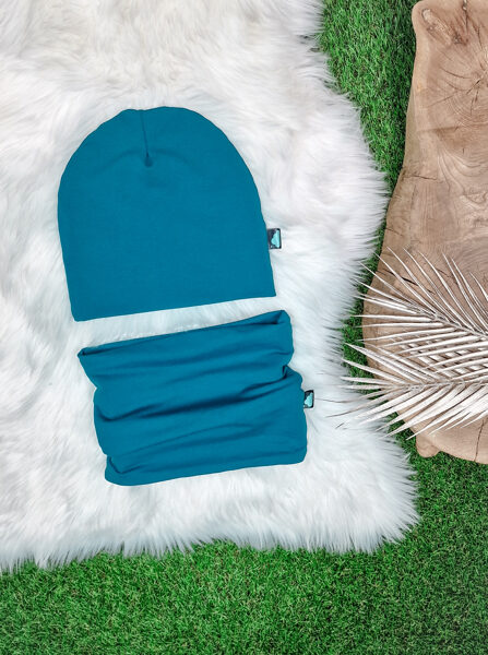 Komplekts Cepure+šalle- Zils petrol