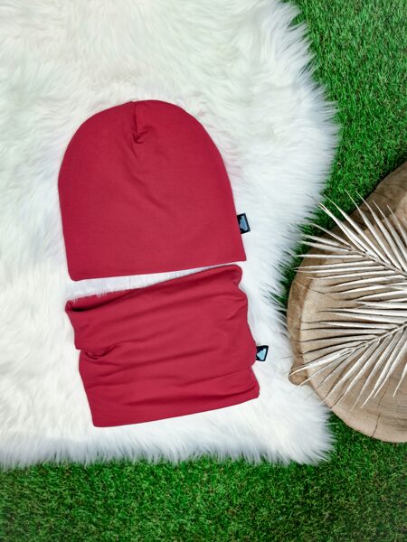 Komplekts Cepure+šalle- Aveņu sarkans