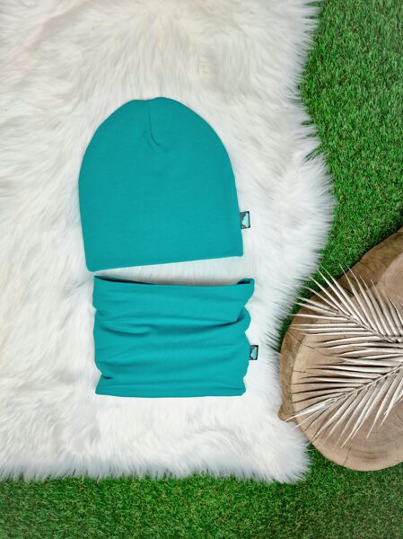 Komplekts Cepure+šalle- Tirkīza zils