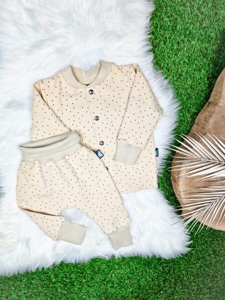 Mazuļiem komplekts jaka + bikses (Punktiņi)- Krēmkrāsā