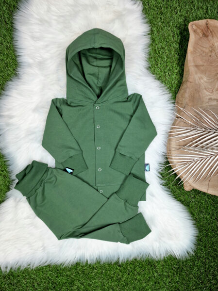 Komplekts mazuļiem jaka ar kapuci + bikses- Meža zaļš