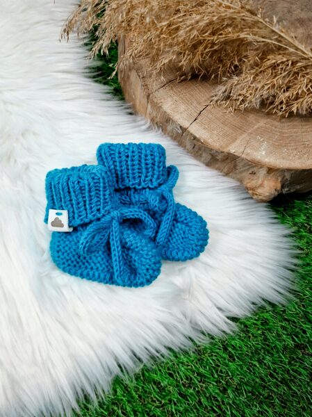 Adīti zābaciņi ar striķīti- Tirkīza zili