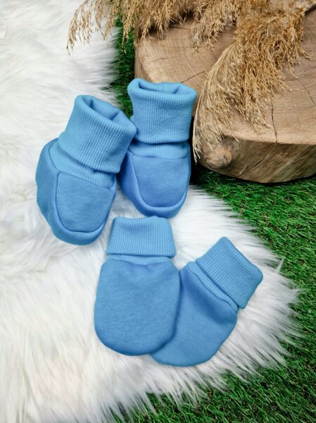 Komplekts siltināti cimdi+ zābaciņi- Gaiši zili