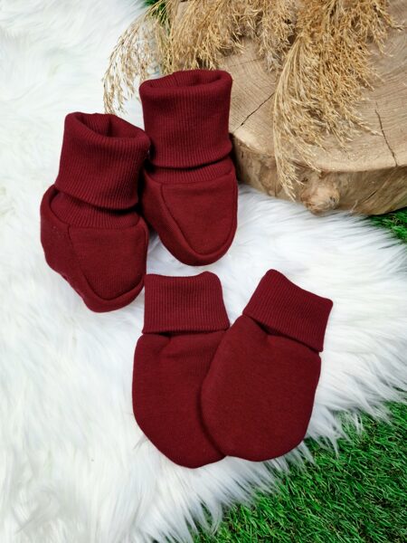 Komplekts siltināti cimdi+ zābaciņi- Bordo