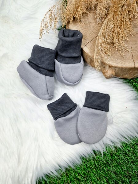 Komplekts siltināti cimdi+ zābaciņi- Pelēki/Tumši pelēki