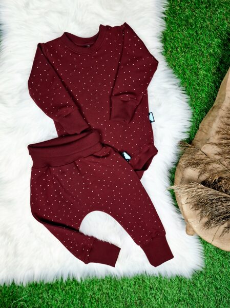 Komplekts džemperis- bodijs + bikses- Bordo (ar spīdumiem)