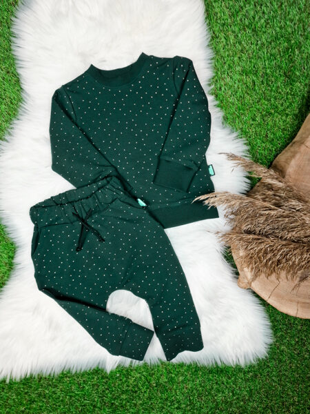 Komplekts džemperis + bikses- Tumši zaļš (ar spīdumiem)