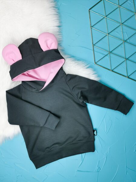 Džemperis "Lācis"- Tumši pelēks/Gaiši rozā