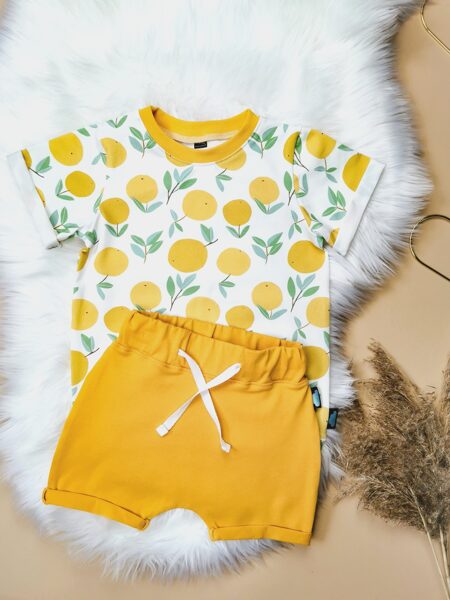 Komplekts Tkrekls "Citrons" + šorti sinepju (plāna kokvilnas trikotāža)