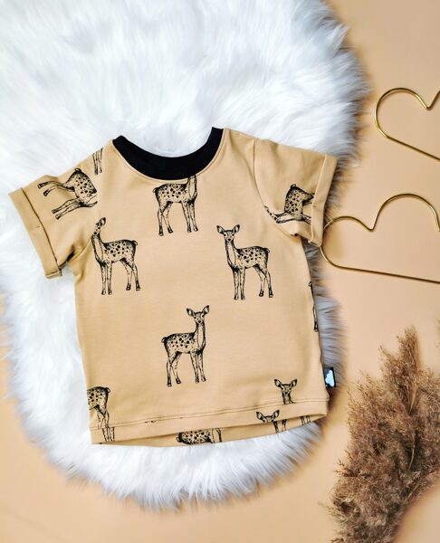 Tkrekls ar stirniņām- Bēšs (plāna kokvilnas trikotāža)