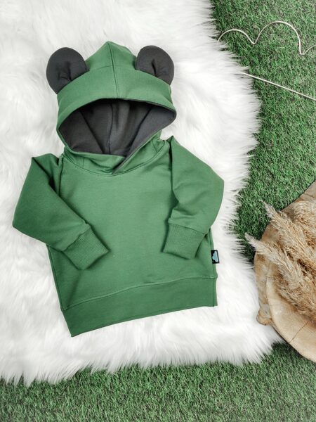 Džemperis "Lācis"- Meža zaļa/ tumši pelēks