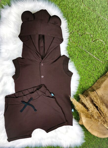 Komplekts "Lācis" veste+ šorti- Tumši brūns