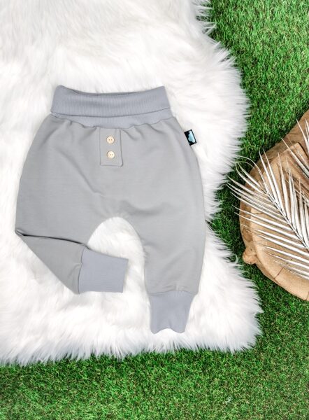 Mazuļiem bikses ar podziņām- Gaiši pelēkas