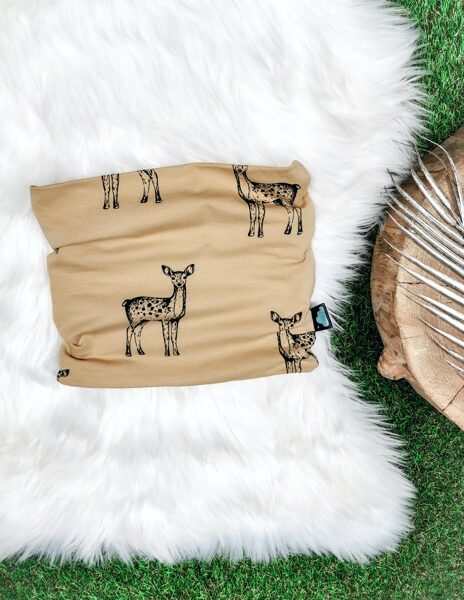 Šalle "Stirniņas"- Bēša (Plāna kokvilnas trikotāža)