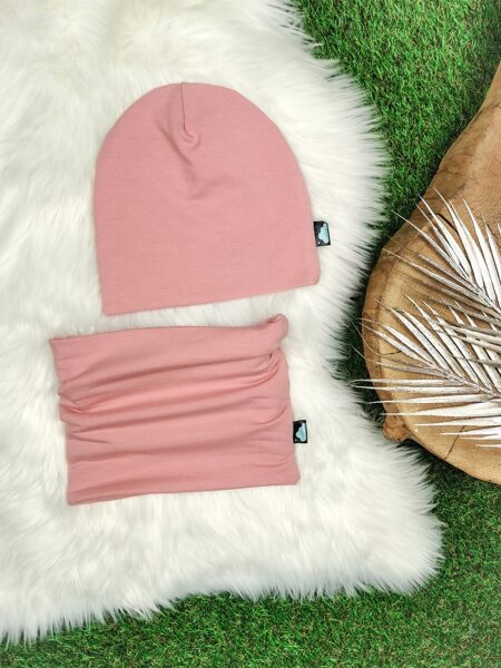 Komplekts Cepure+šalle - Gaiši rozā (rose)