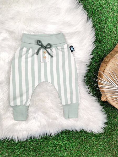 Mazuļiem bikses ar podziņām "Svītras"- Dūmakaini zila/balta