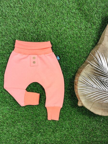 Mazuļiem bikses ar podziņām- Gaišs korallis (raibs)