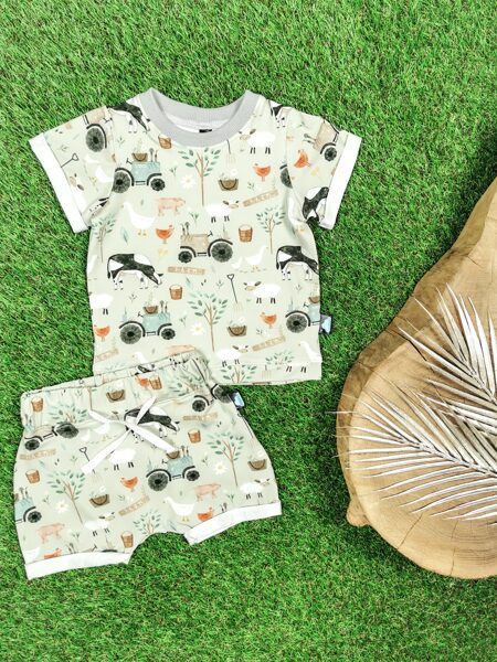 Komplekts Tkrekls + šorti ""Ferma" (plāna kokvilnas trikotāža)