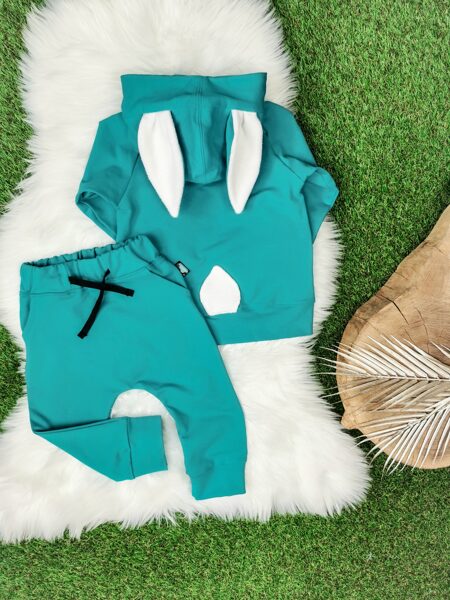 Komplekts džemperis "Zaķis" + bikses - Tirkīza zils